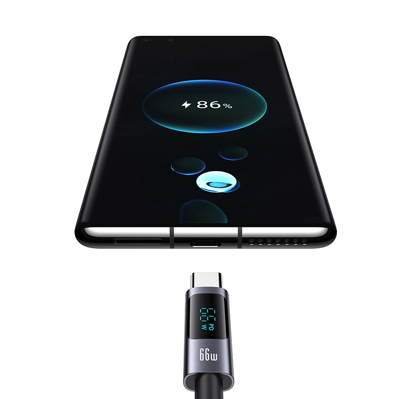 USAMS US-SJ673 USB-A to Type-C 6A Fast Charging Cable 1.2m Aluminum Alloy Digital Display Charger Data Cable USAMS US-SJ673 USB-A to Type-C 6A Fast Charging Cable 1.2m Aluminum Alloy Digital Display Charger Data Cable
